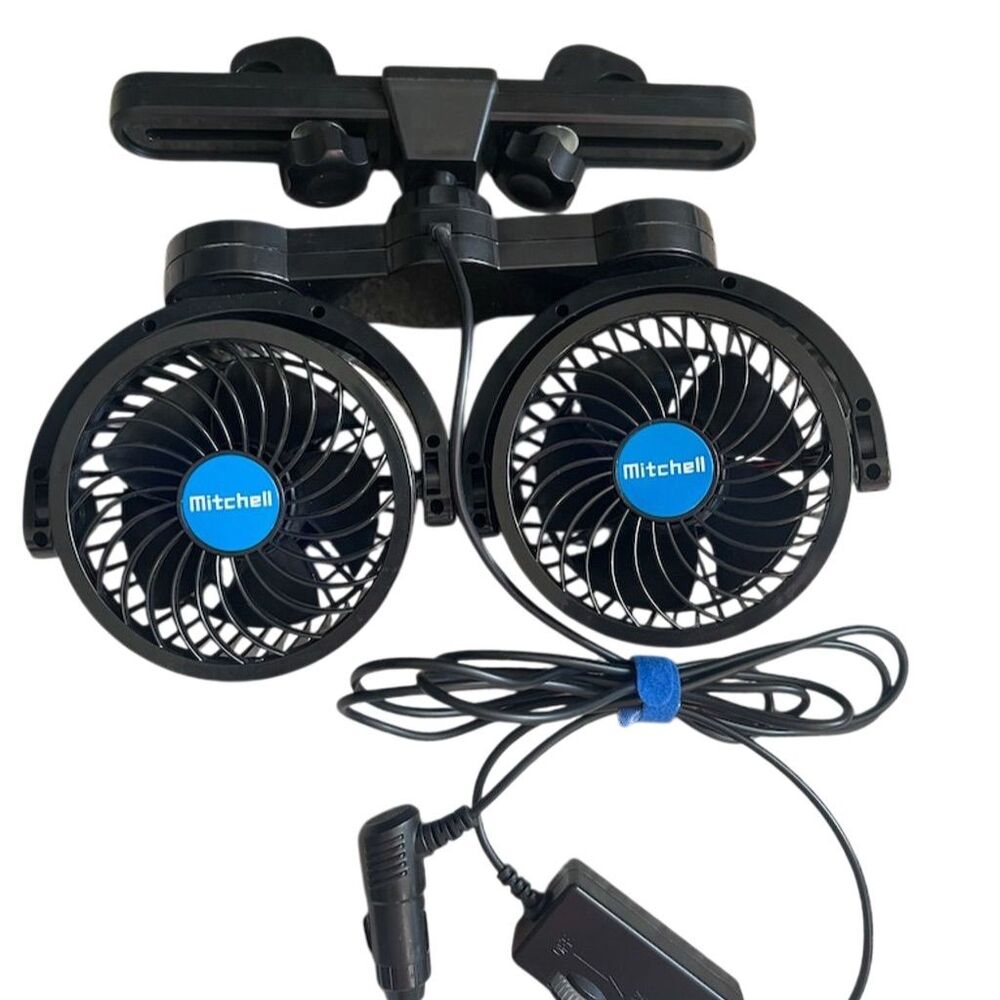 Dual-Head Car Fans 360° Rotatable Stepless Speed Control